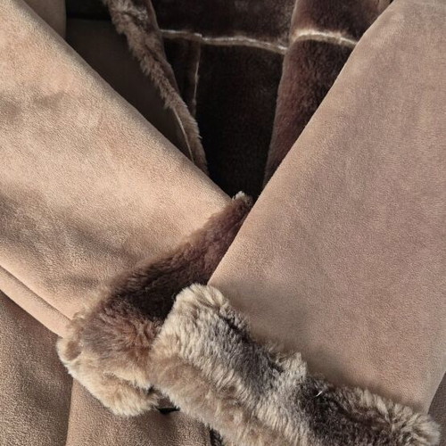 Children's coat new with eco fur camel brown for girls 10-12 years