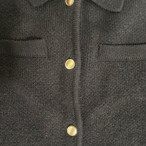 H&M cardigan used, black with gold buttons, size L