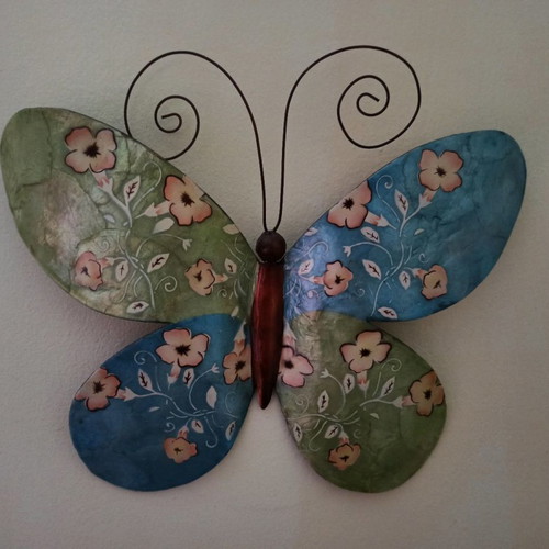 Decorative Butterfly Wall Art handmade, like new, metal with enamel