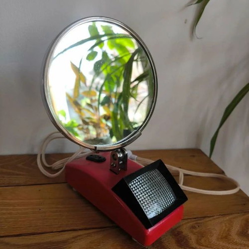 Vintage 70s illuminated makeup mirror used from former Soviet Union