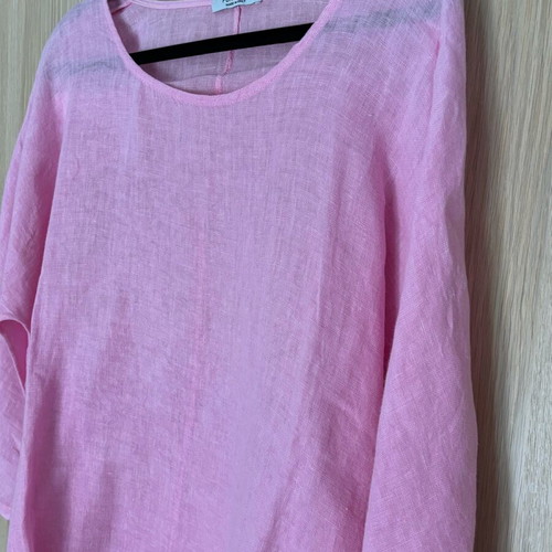 Pink linen blouse 100% linen