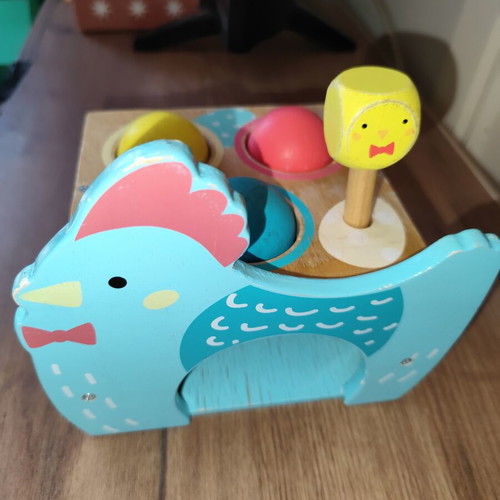Montessori Djeco Wooden Chicken Hammer Game used