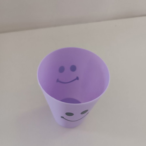 Plastic cup lilac with smiley face new