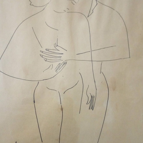 Byron Kesse drawing used, couple with frame 35×43 cm