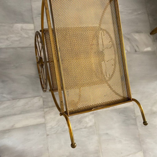 Serving cart/bar used, metal with glass surface