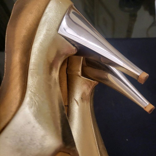 Dsquared2 heels used 12 cm, gold and silver leather