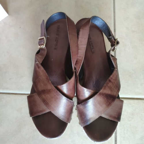 Makis Kotris leather platform sandals like new, size 37, brown