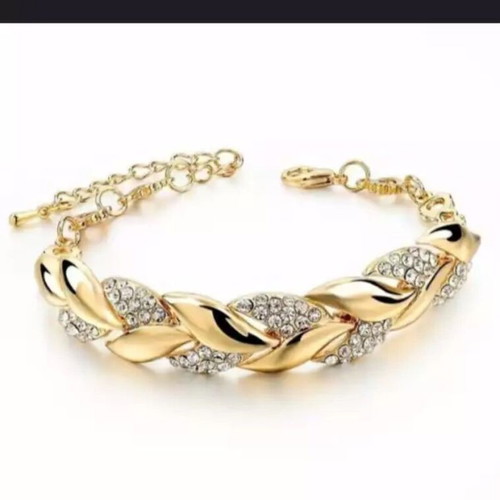 Wheat Class Bracelet new, luxury gold plated with Austrian crystals