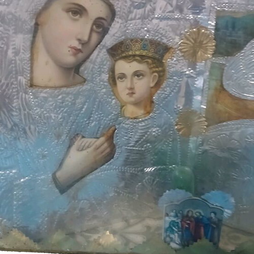 Παλιά εικόνα Παναγίας με λαμπάκι μεταχειρισμένη