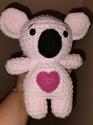 Knitted koala new with crochet and velour yarn