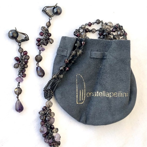 Vintage Donatella Pellini Jewelry Set like new, necklace and clip-on earrings