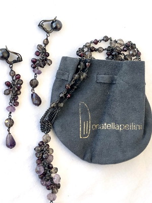 Vintage Donatella Pellini Jewelry Set like new, necklace and clip-on earrings