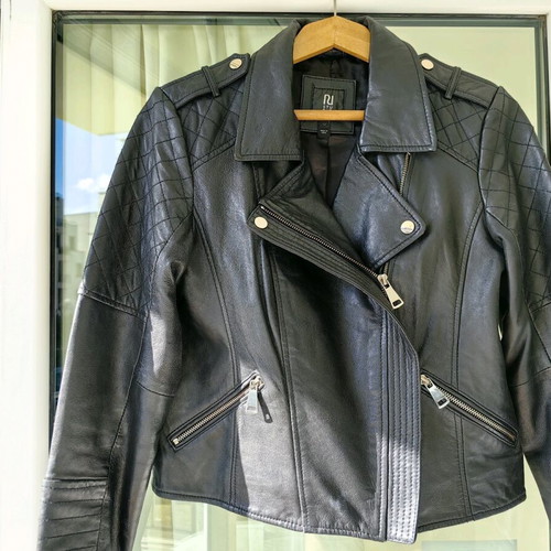 River Island women's leather jacket, black, size M-L