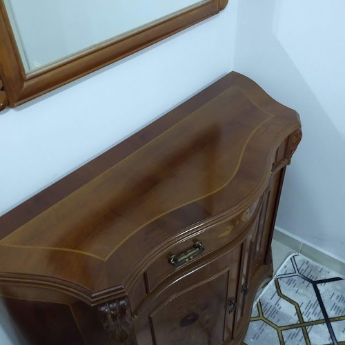 Έπιπλο εισόδου με καθρέφτη σαν καινούργιο, μαρκετερί μασίφ ξύλο