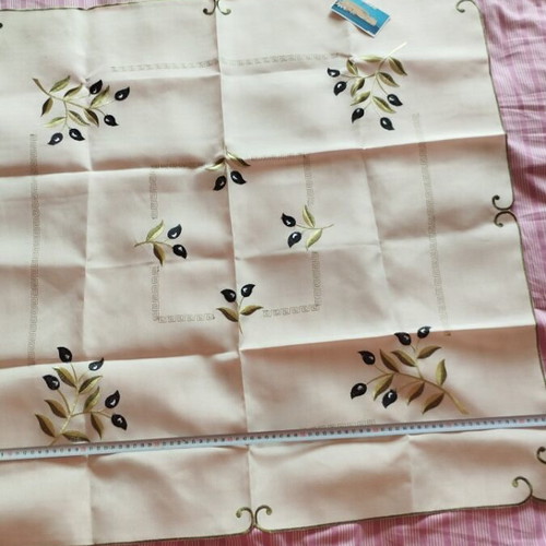 Embroidered Table Runner 85x85 cm new with olive branch design