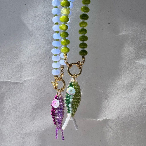 Cupid Studio necklace new with glass beads in blue and green
