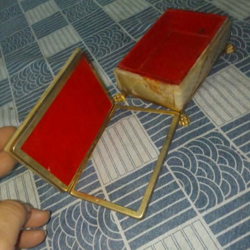 Vintage ashtray, lighter and jewelry box set from green onyx