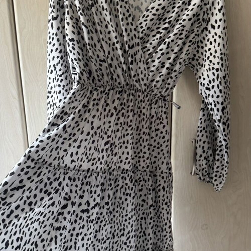 White Polka Dot Midi Dress one size like new