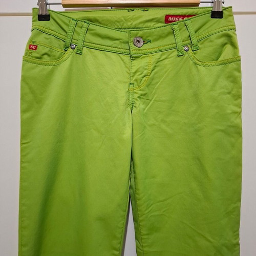 Miss Sixty Y2K Flared Pants New Old Stock Lime Green Size 28