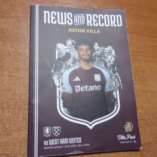 Aston Villa - West Ham official program 26/1/25 like new