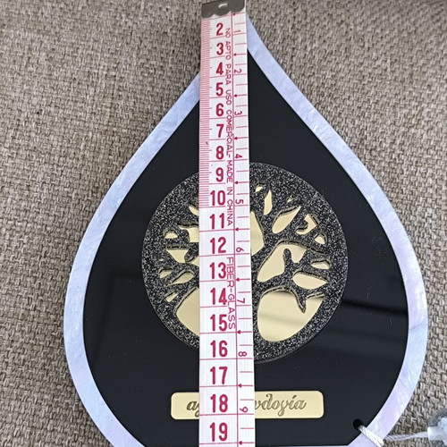Decorative ornament with love and blessing, wood and acrylic