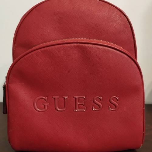 Guess women's red backpack used with wear on edges and straps