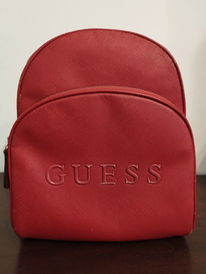 Guess women's red backpack used with wear on edges and straps