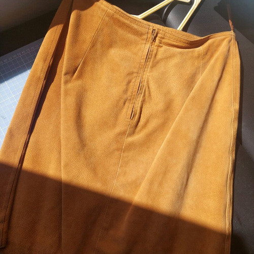 Brandon Thomas Suede Western Skirt used, beige brown, size L