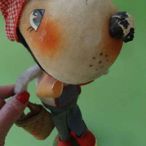 Vintage Snoopy Doll used, mixed materials and wood, 1970s