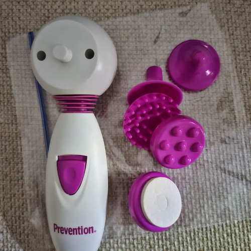 Prevention Multi-Function Facial and Body Massager with 4 Heads, White/Pink