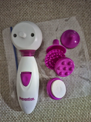 Prevention Multi-Function Facial and Body Massager with 4 Heads, White/Pink