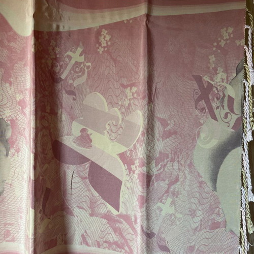 Silk Soufli Scarf like new with print and silk tassels