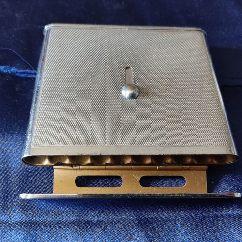 Austrian metal art deco cigarette case used, pop up, 1950