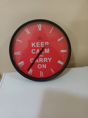 Keep Calm and Carry On wall clock used plastic frame