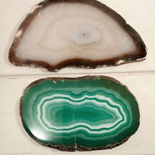 Large slice of raw beige white agate like new, pack of two