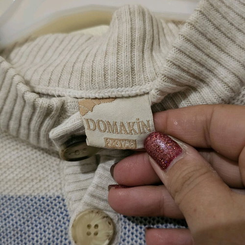 Boys' cardigan new, white and blue, for ages 2-3