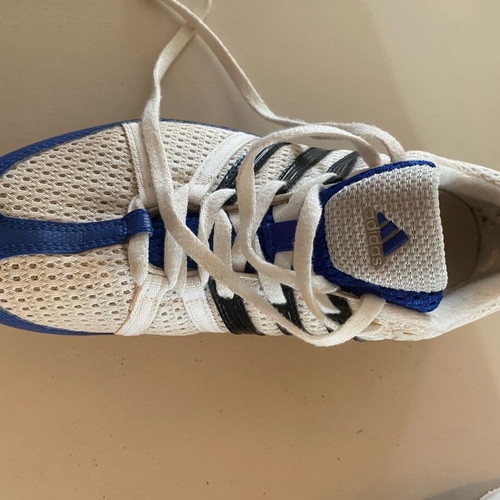 Adidas spikes sprint shoes size 38.5 like new white blue
