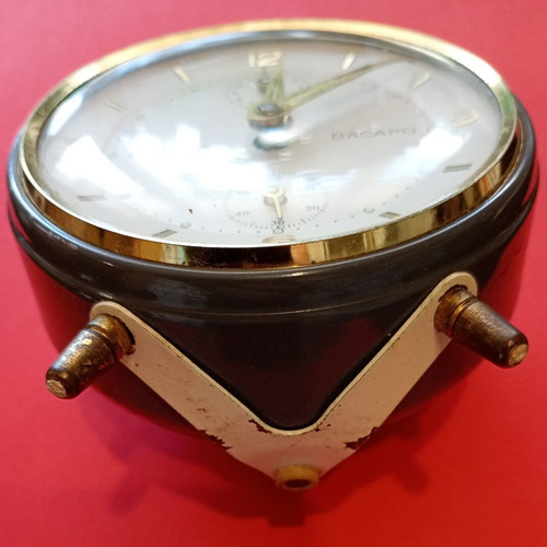 Dugena Dacapo vintage German mechanical alarm clock used