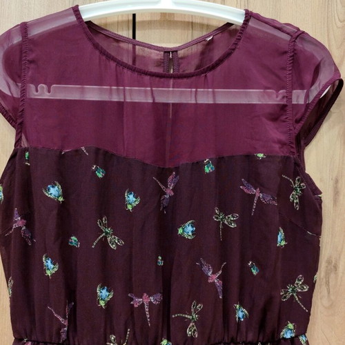 Stradivarius Y2K dragonfly mini dress, burgundy