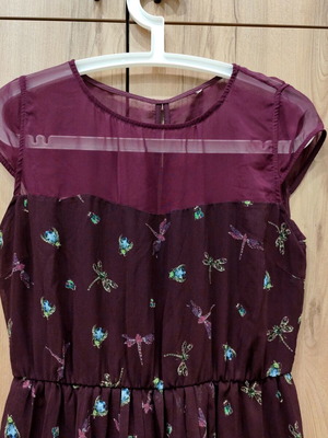 Stradivarius Y2K dragonfly mini dress, burgundy
