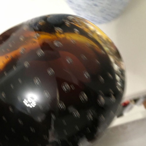 Murano glass art bowl honey colored like new