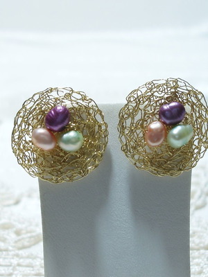 Fashion handmade gold-plated 925 silver earrings with pearls new