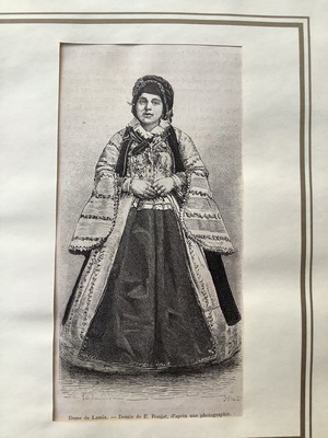 Γυναικεία παραδοσιακή φορεσιά Λαμίας 1860 ξυλογραφία μεταχειρισμένη