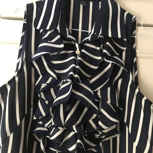 Ralph Lauren XS women's striped shirt blue and white, like new, 100% polyester