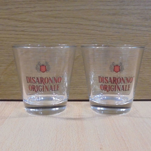 Disaronno Amaretto promotional set of two old glasses like new