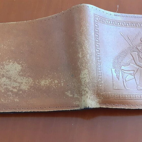 Leather wallet used, beige with 2 slots and coin pocket