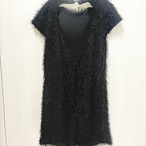 Black Evening Dress like new with Open Back and Rhinestone Details