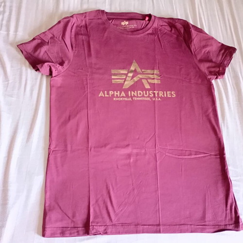 Alpha Industries men's t-shirt large used, pink and purple, cotton