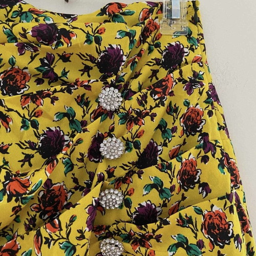 Zara yellow floral mini skirt medium with rhinestones used