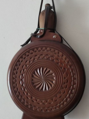 Wooden carved flask like new, handmade vintage piece